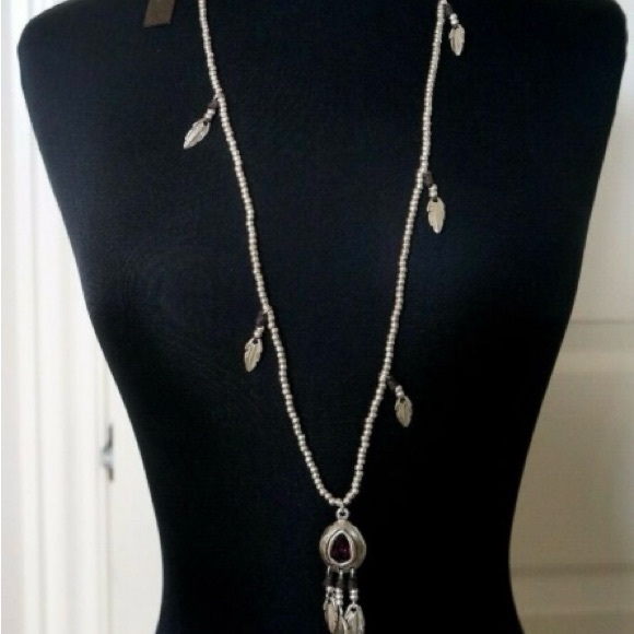 Uno De 50 Long Necklace Feather Purple Stone Silver Picotio Authentic EUC - Picture 5 of 7